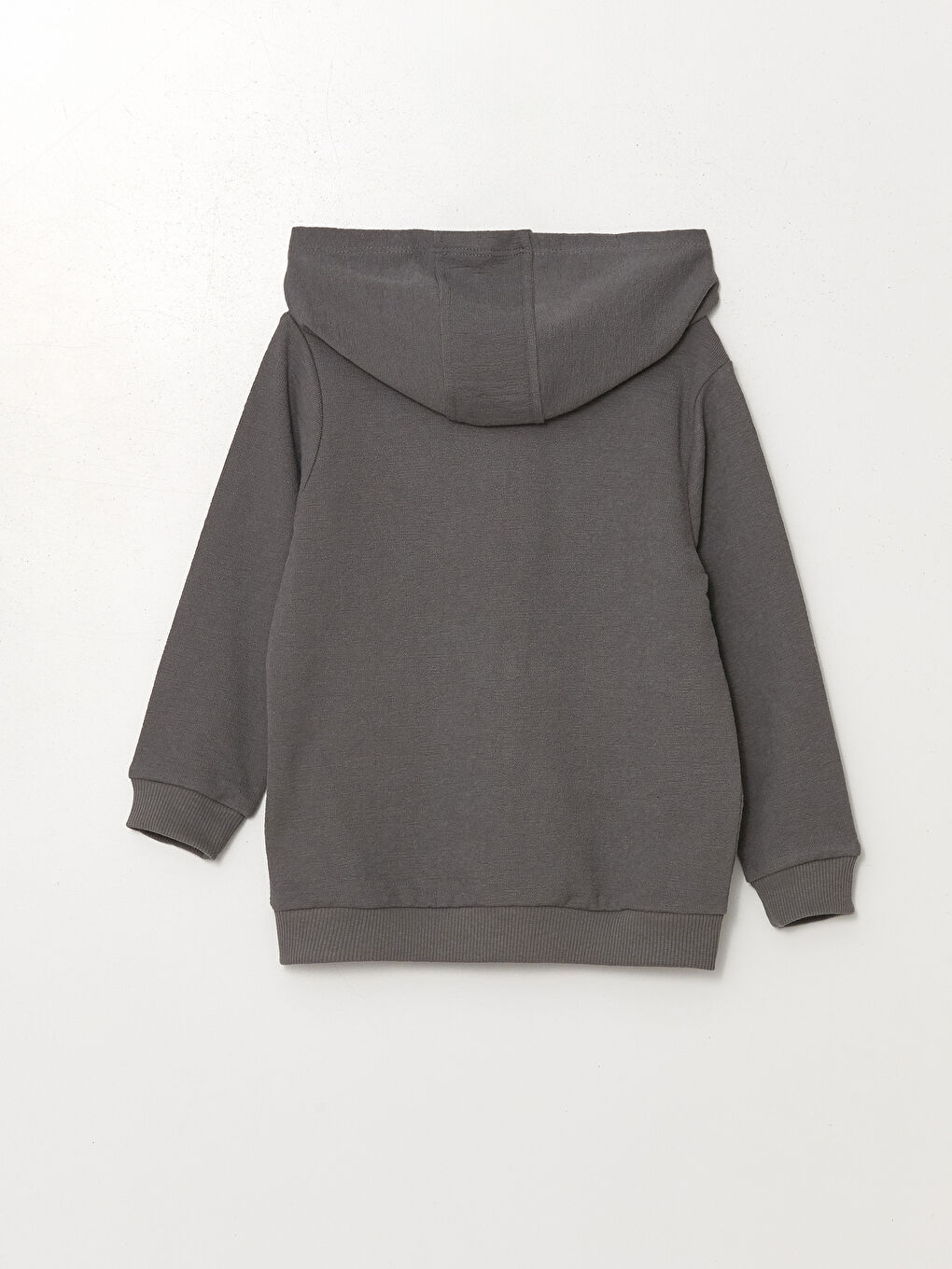Gri Kapüşonlu Uzun Kollu Erkek Çocuk Fermuarlı Sweatshirt-1
