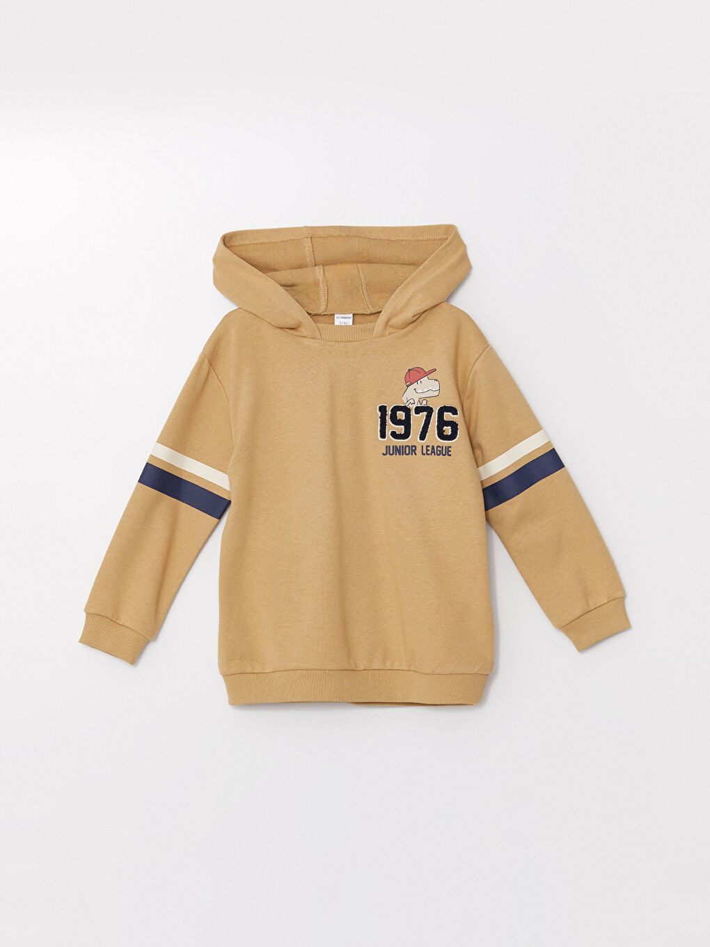 LCW Kids Bej Kapüşonlu Uzun Kol Baskılı Erkek Çocuk Fermuarlı Sweatshirt - 3