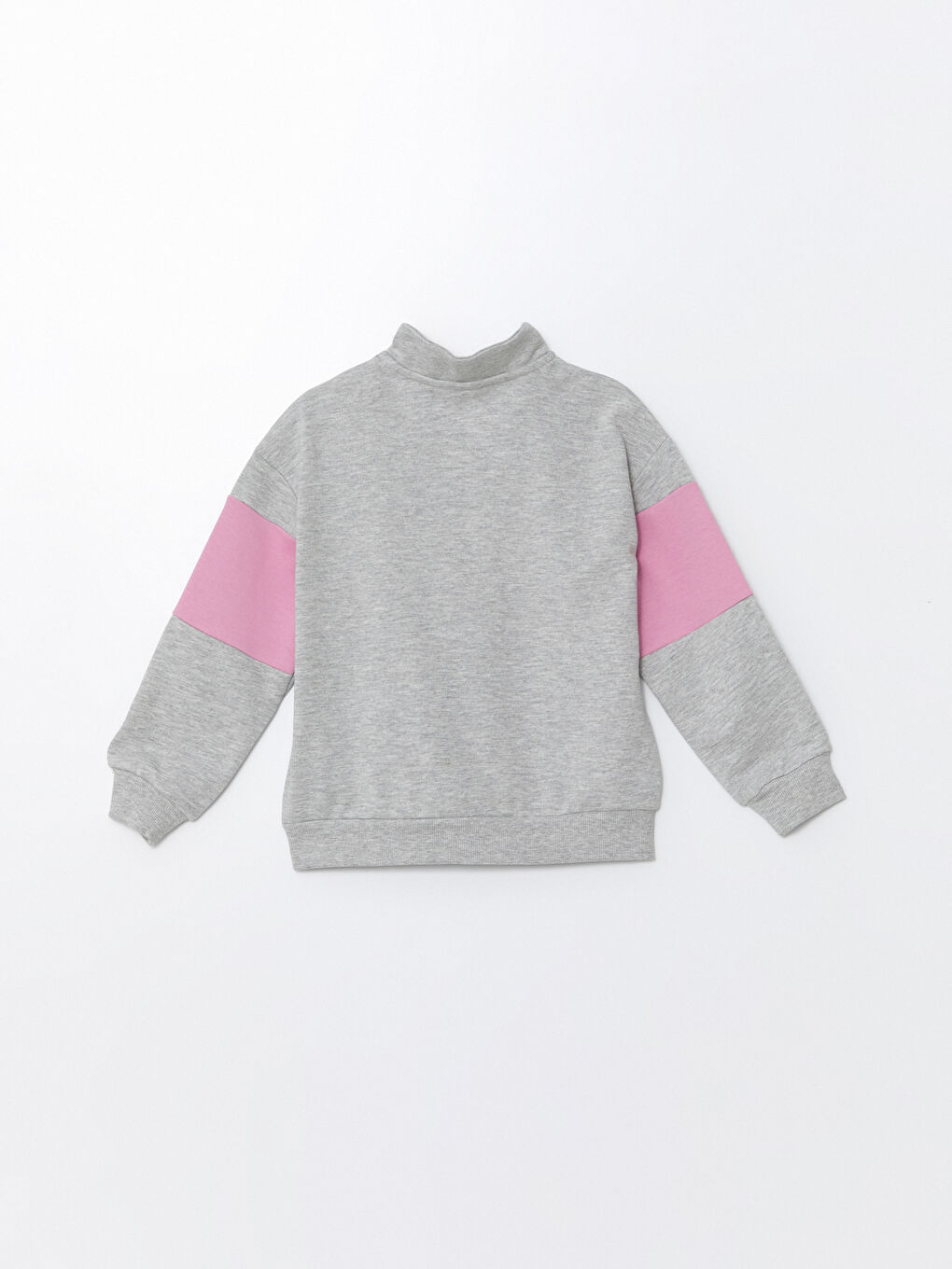 LCW Kids Gri Melanj Dik Yaka Baskılı Uzun Kollu Kız Çocuk Sweatshirt - 4