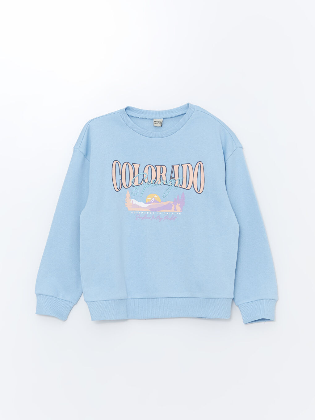 LCW Kids Crew Neck Girl's Thick Sweatshirt -W49540Z4-FMR