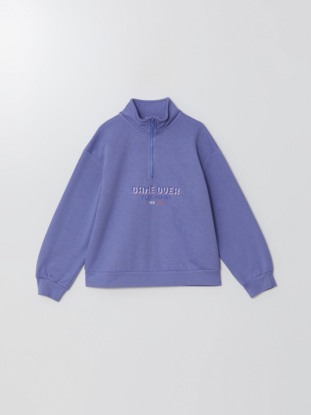 LCW Kids Lila Dik Yaka Kız Çocuk Sweatshirt