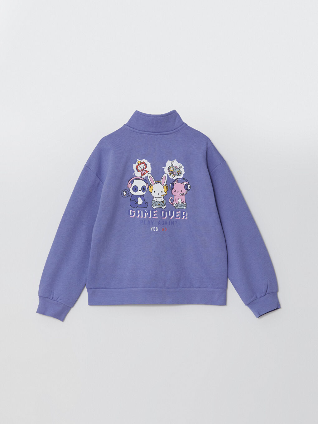 LCW Kids Lila Dik Yaka Kız Çocuk Sweatshirt - 2