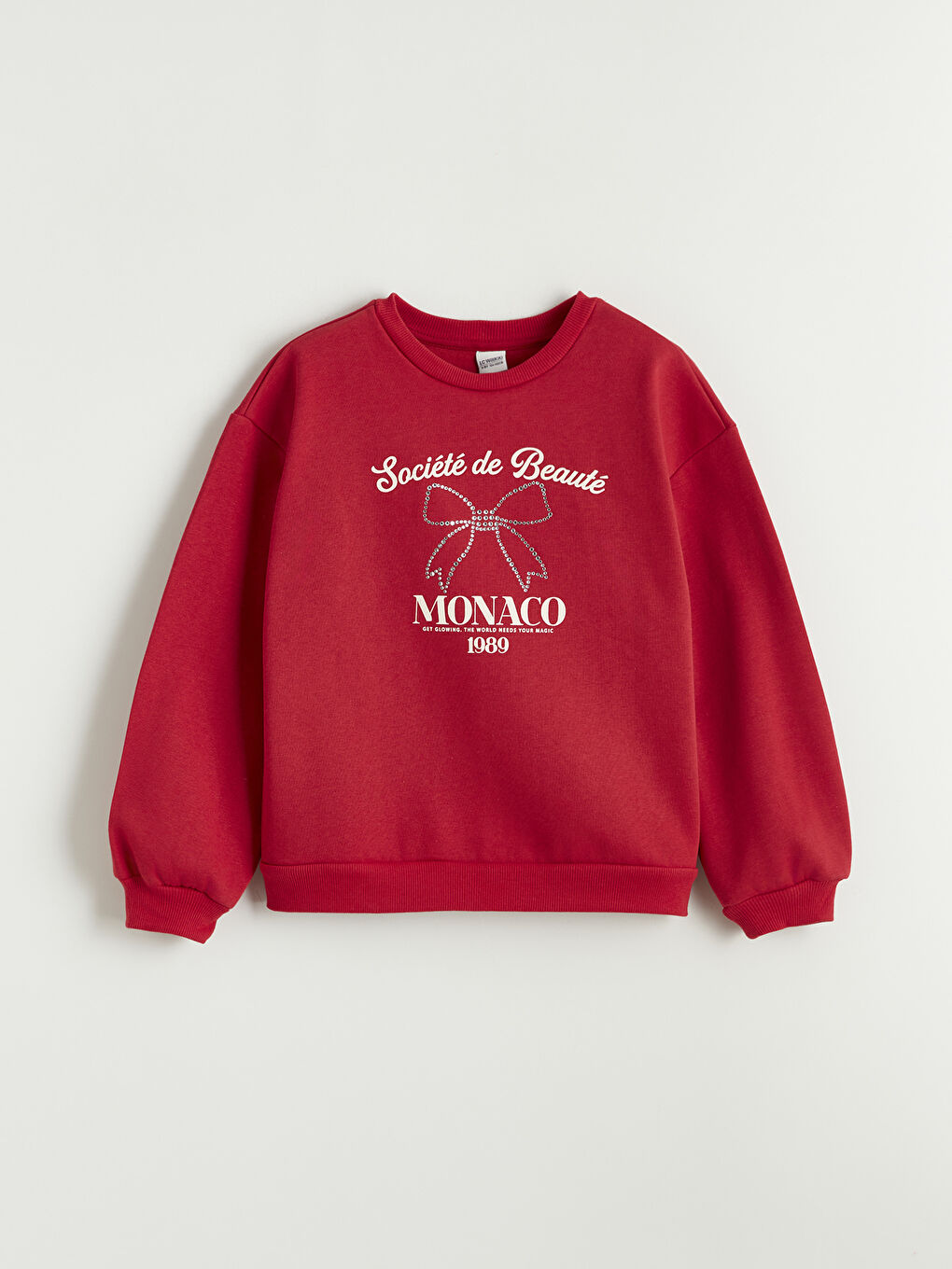 Kırmızı Bisiklet Yaka Fırfırlı Kız Çocuk Sweatshirt