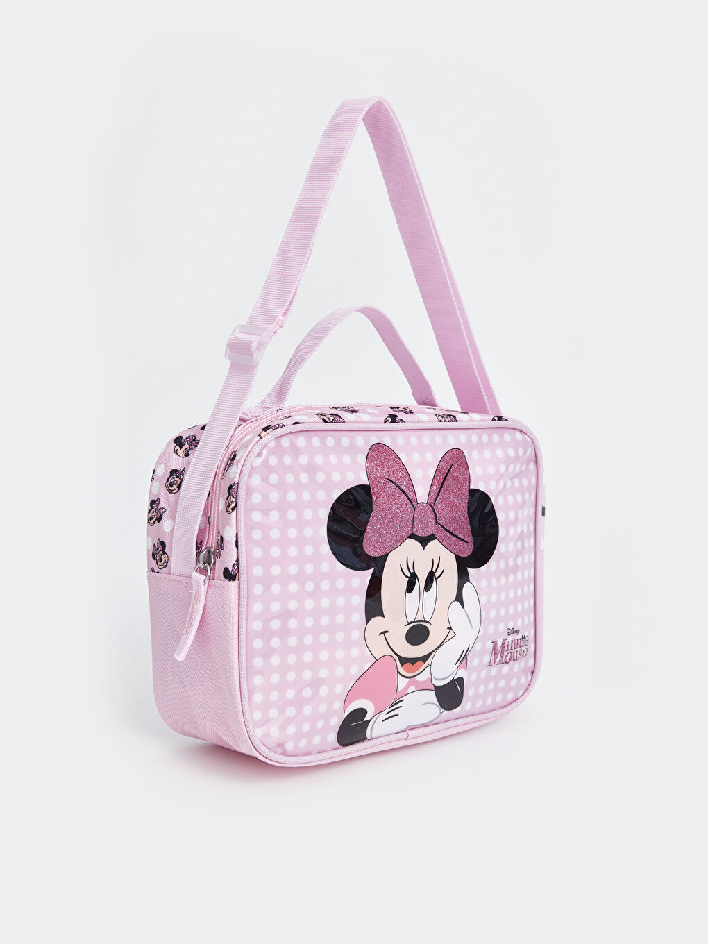 LCW ACCESSORIES Açık Gri Baskılı Minnie Mouse Baskılı Kız Çocuk Beslenme Çantası - 1