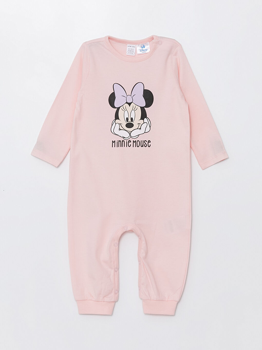 LCW baby Lila Baskılı Bisiklet Yaka Uzun Kollu Minnie Mouse Baskılı Kız Bebek Tulum 2'li - 4