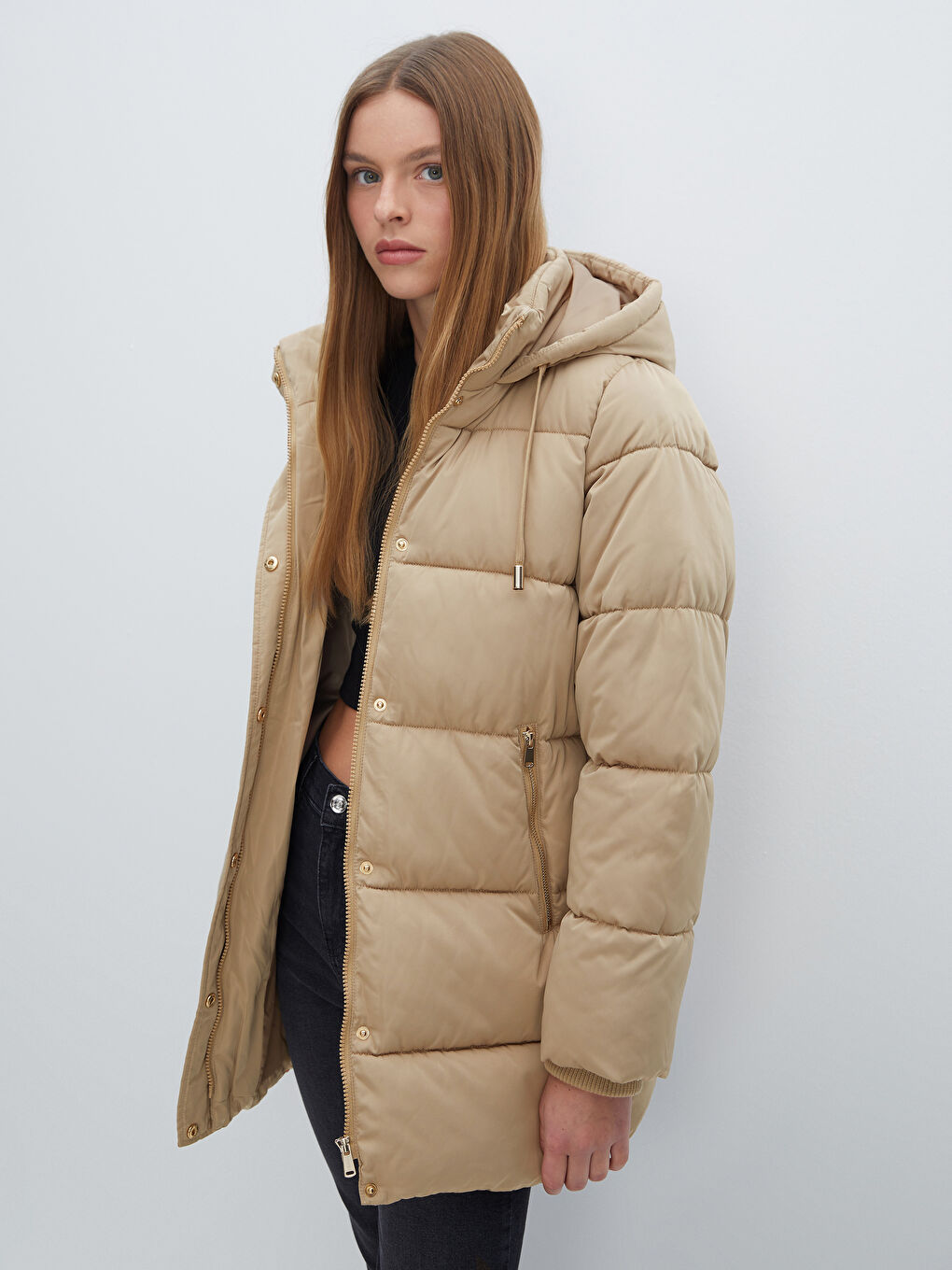 LCW Vision Hooded Women's Puffer Coat -W49626Z8-DFV