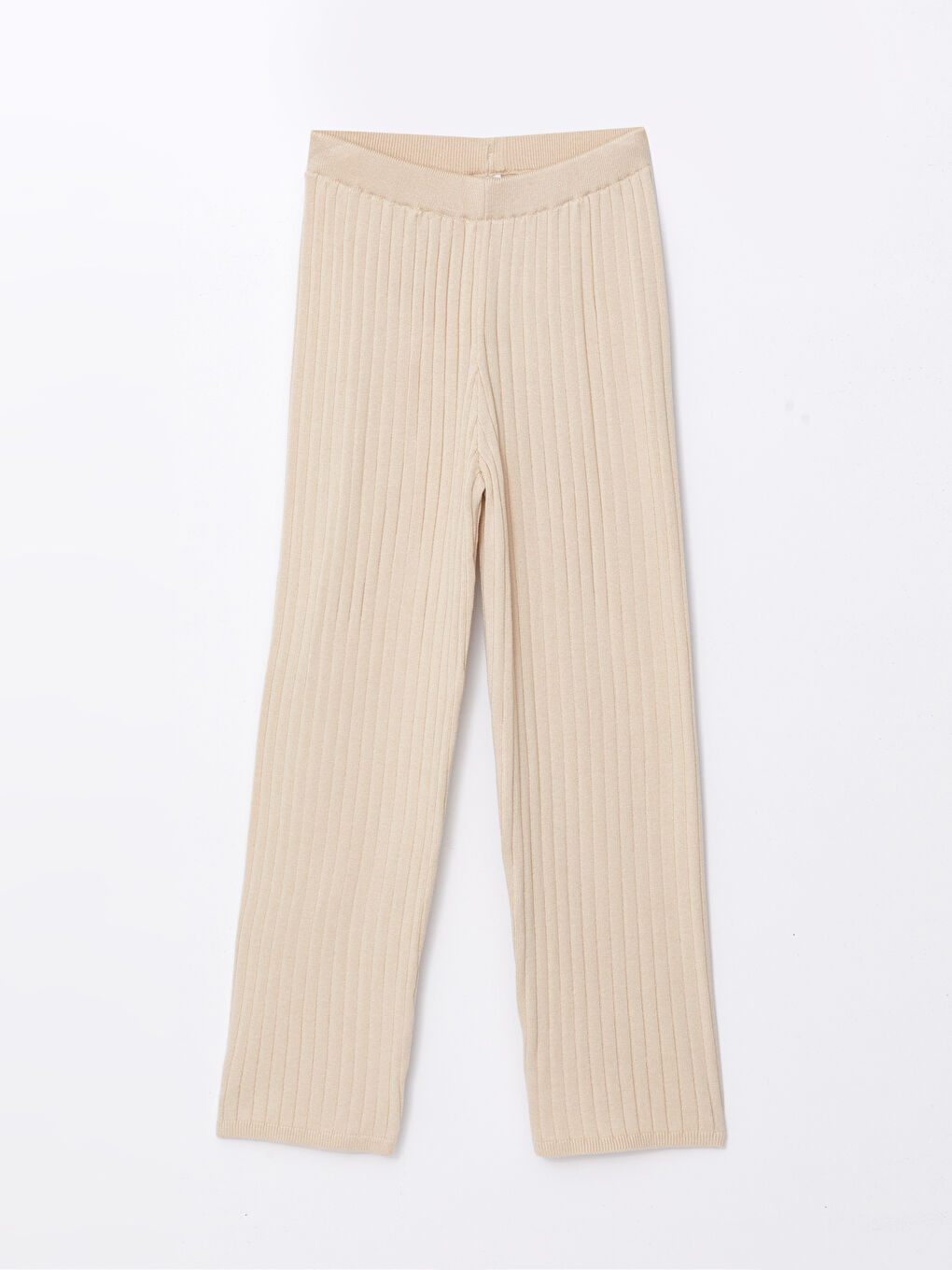 Bej Beli Lastikli Kız Çocuk Triko Tayt