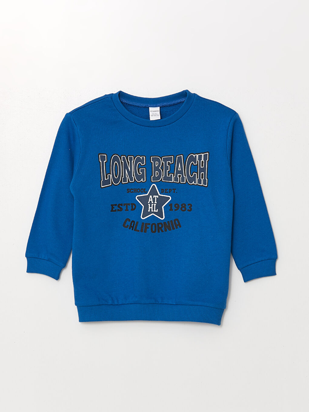 LCW baby Orta Mavi Bisiklet Yaka Uzun Kollu Erkek Bebek Sweatshirt