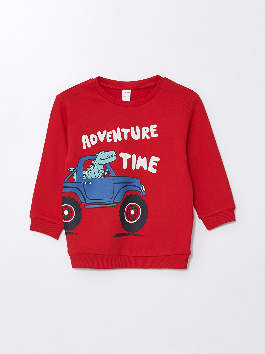 LCW Kids Canlı Kırmızı Bisiklet Yaka Baskılı Erkek Çocuk Sweatshirt