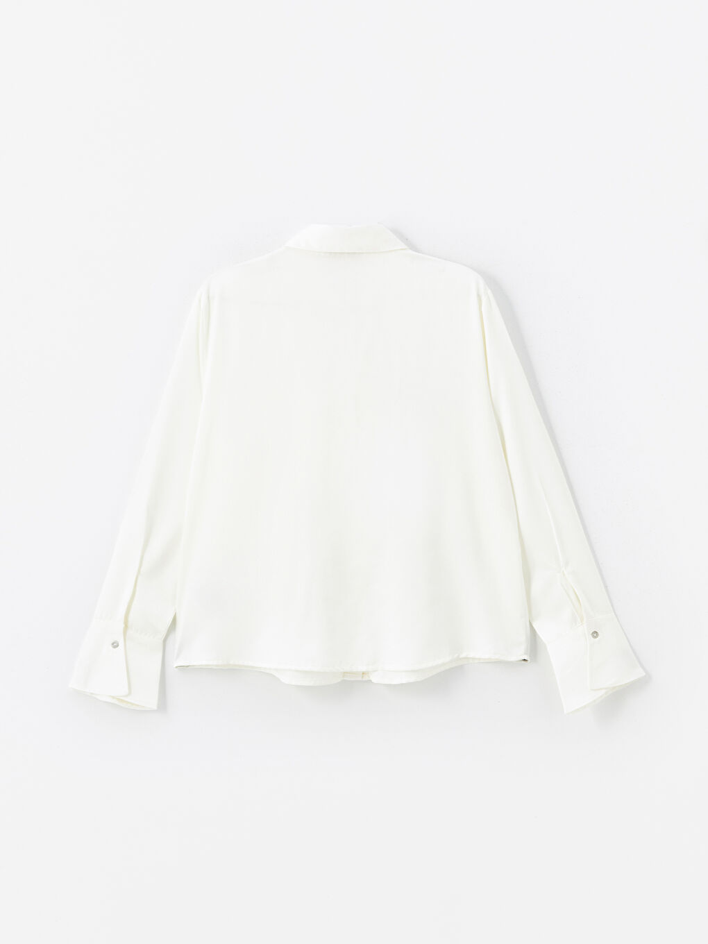 Әйелдерге арналған жағалы мойын бүрмелі сатин блузка-5