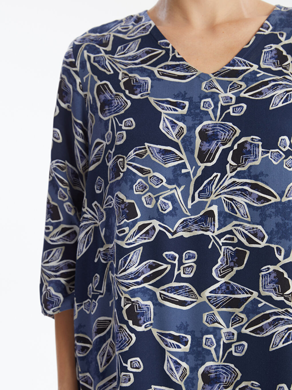 LCW Grace V Neck Floral Women's Dress -W49668Z8-LSJ