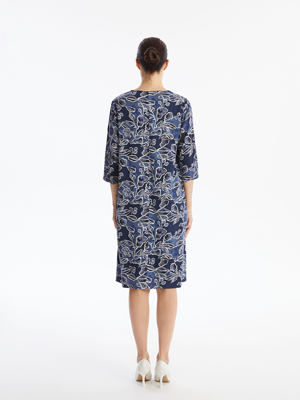 LCW Grace V Neck Floral Women's Dress -W49668Z8-LSJ