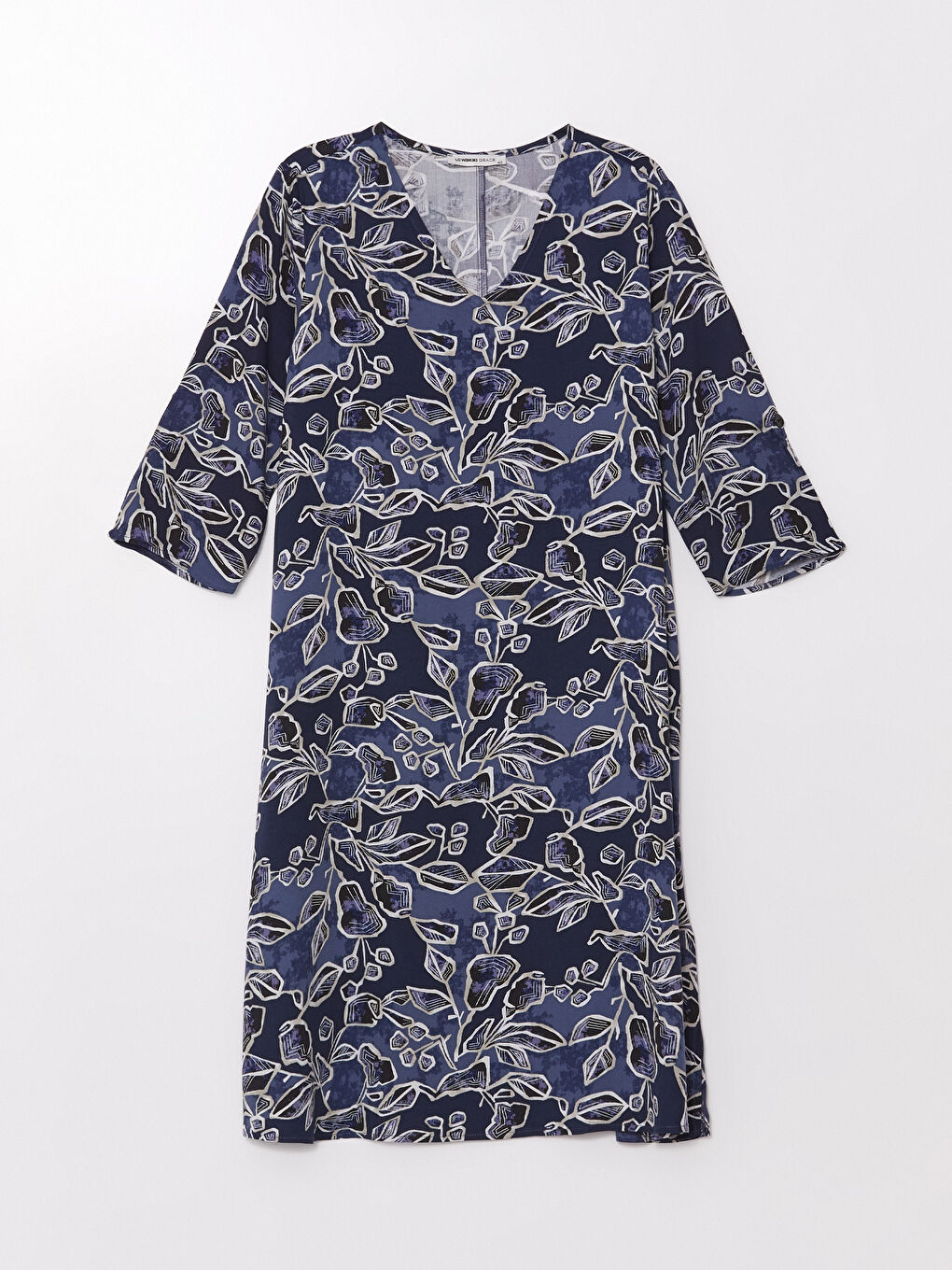 LCW Grace V Neck Floral Women's Dress -W49668Z8-LSJ