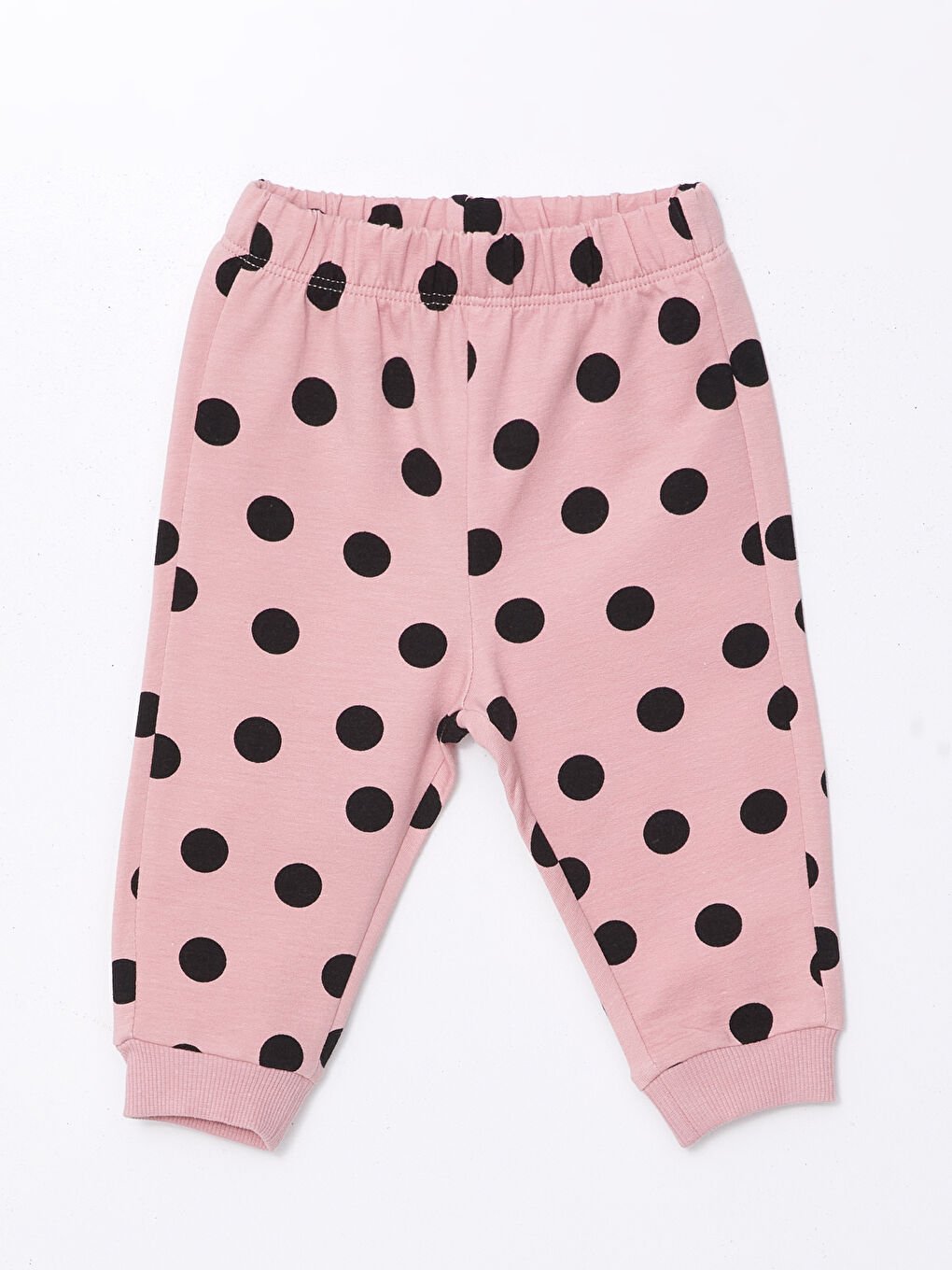 Pembe Beli Lastikli Puantiyeli Kız Bebek Jogger Eşofman Altı