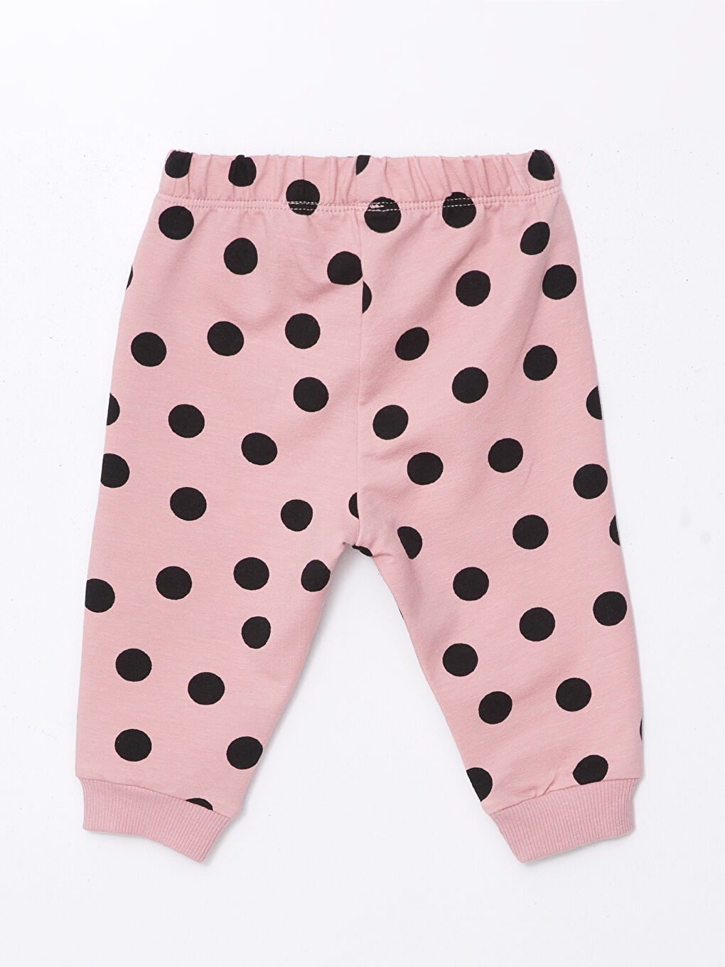 Pembe Beli Lastikli Puantiyeli Kız Bebek Jogger Eşofman Altı-1