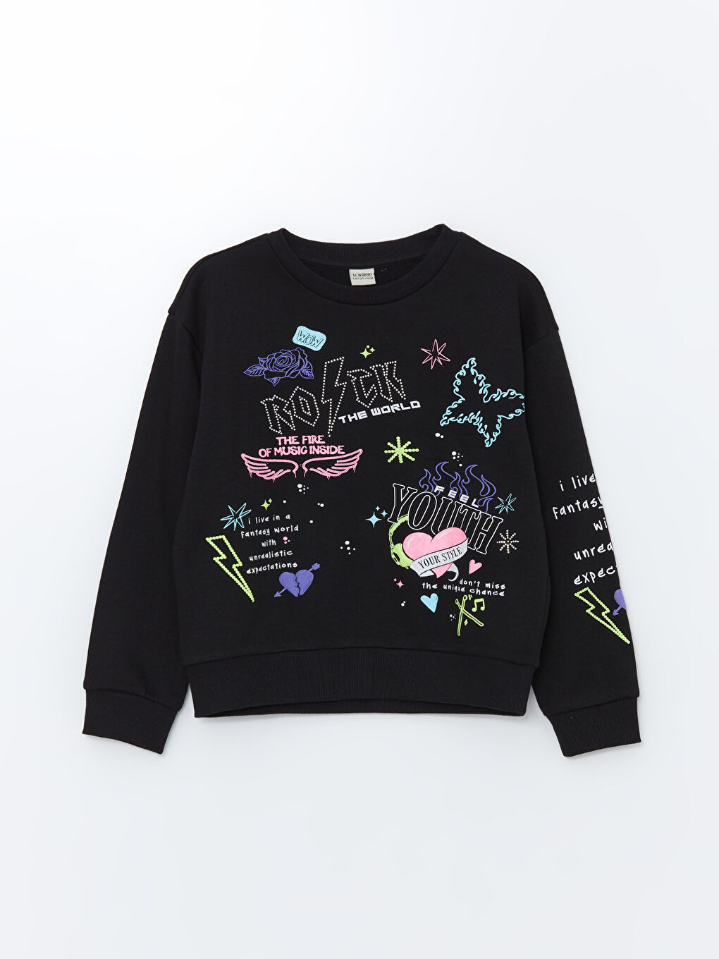 LCW Kids Crew Neck Girl's Thick Sweatshirt -W49699Z4-CVL