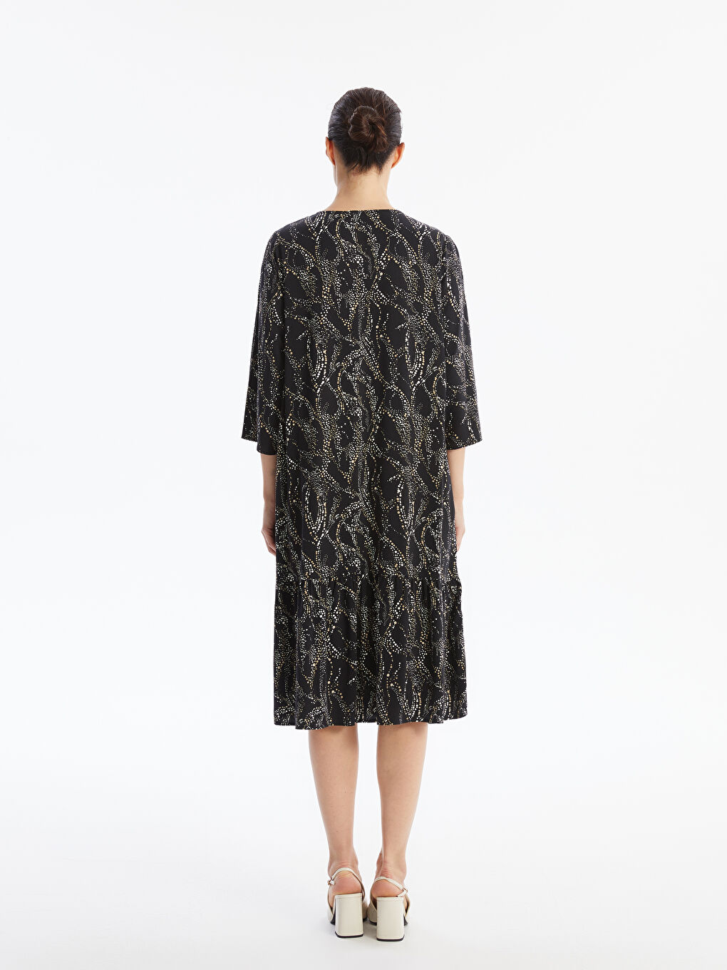 LCW Grace Tie Neck Patterned Women's Dress -W49709Z8-LQJ