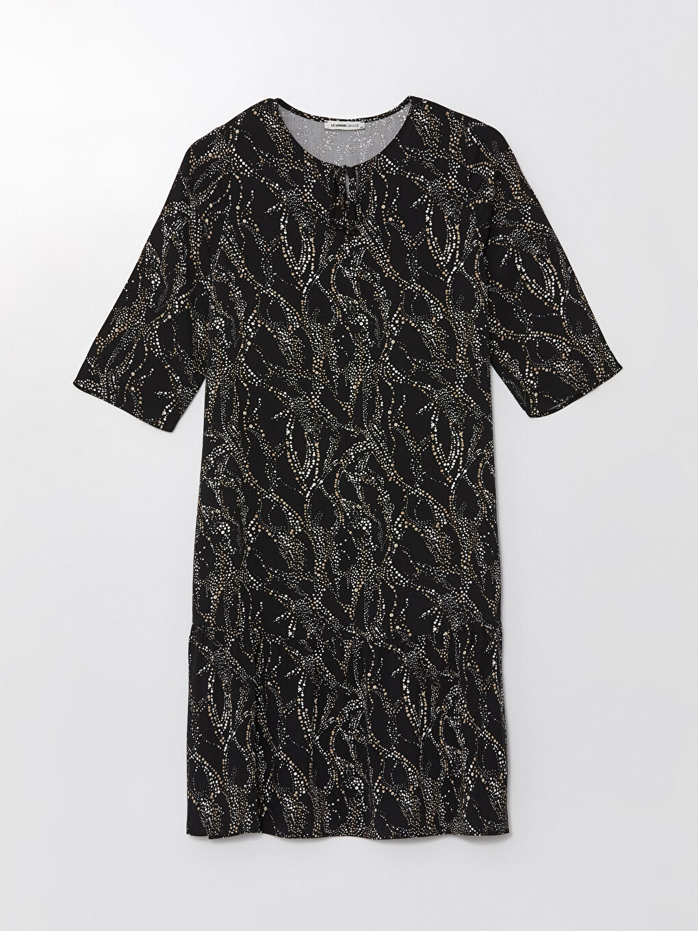 LCW Grace Tie Neck Patterned Women's Dress -W49709Z8-LQJ