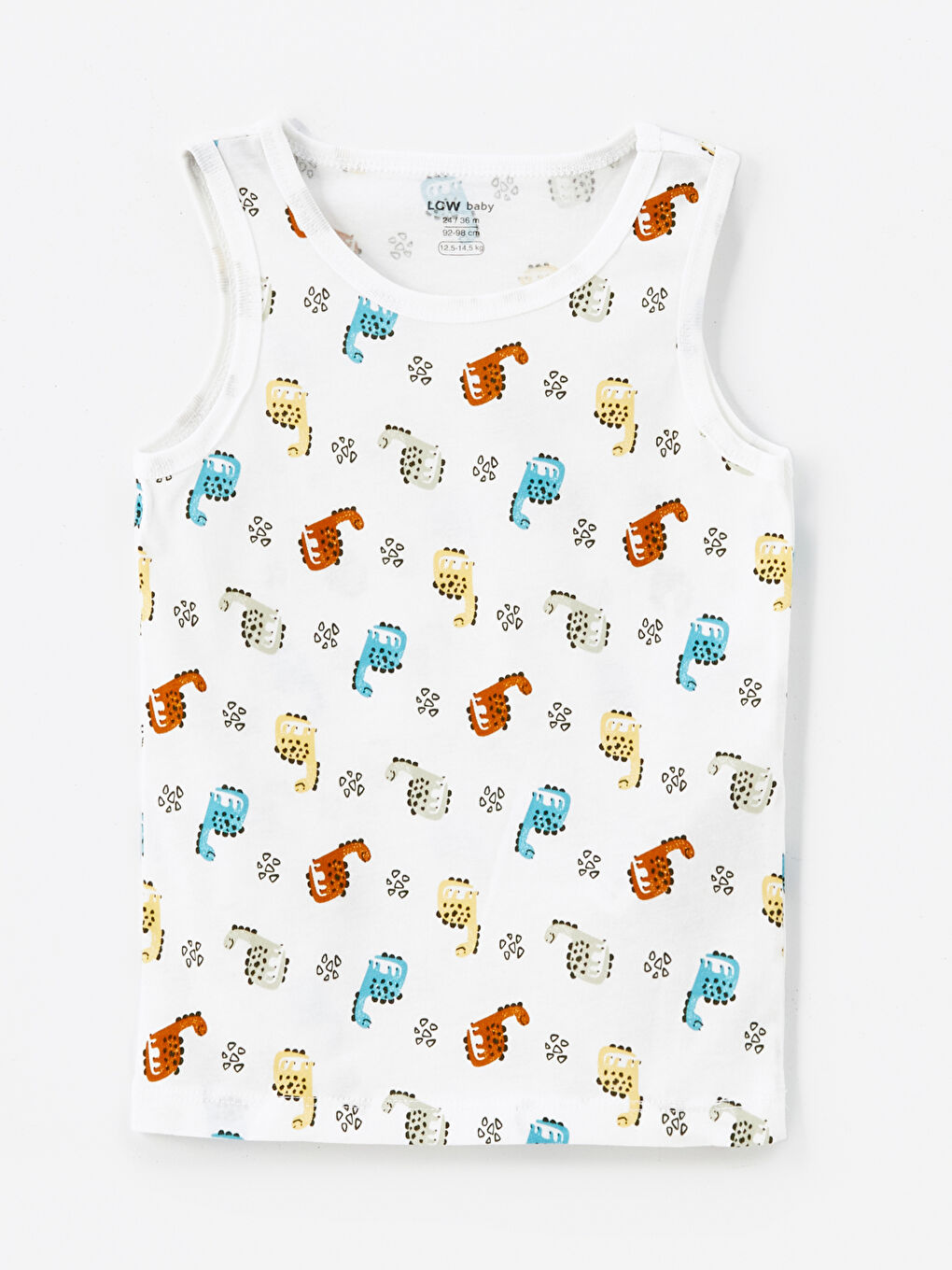 Ekru Bisiklet Yaka Kolsuz Baskılı Erkek Bebek Atlet