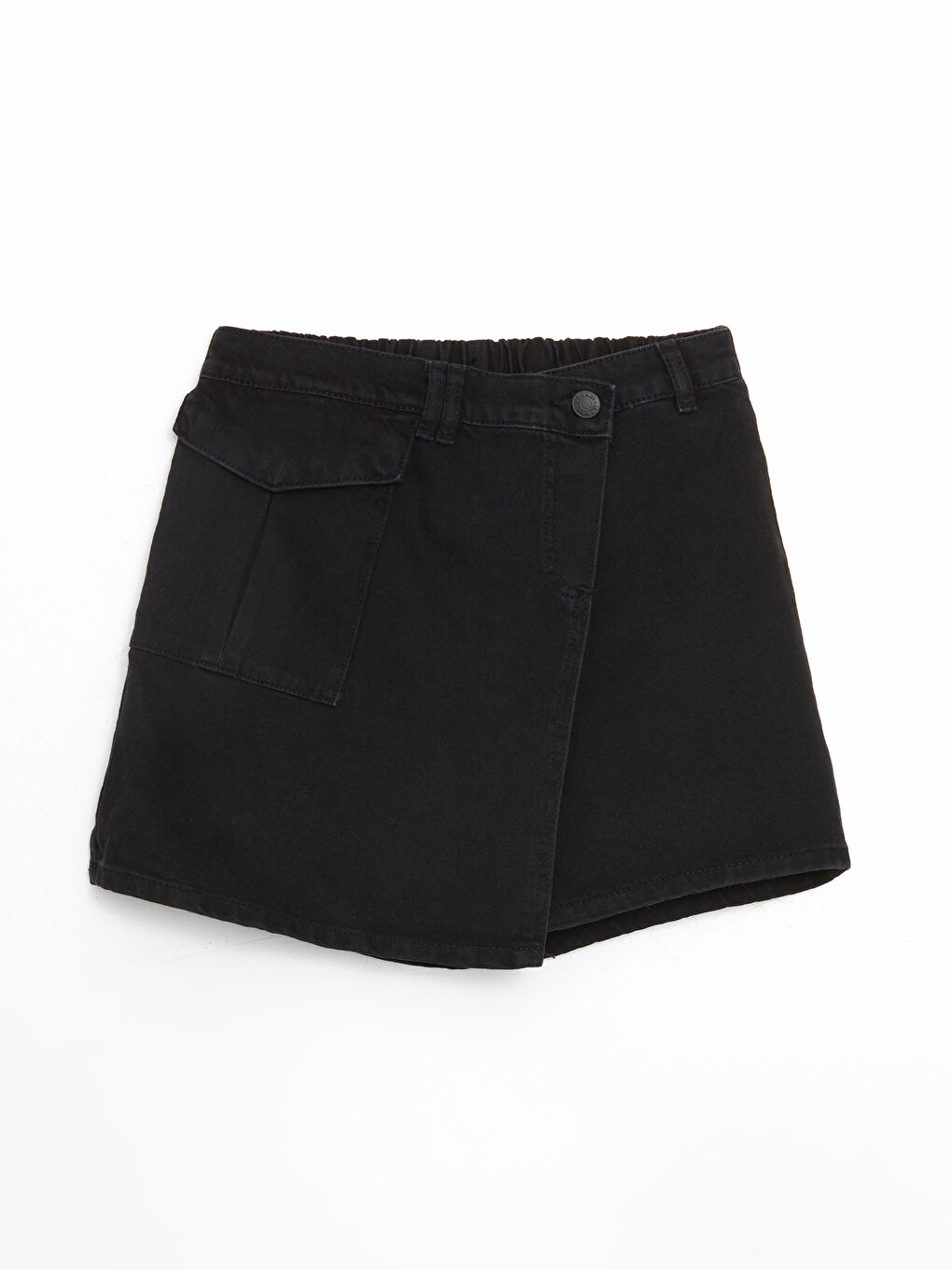 Siyah Beli Lastikli Kız Çocuk Jean Şort Etek