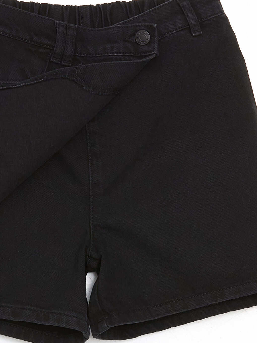 Siyah Beli Lastikli Kız Çocuk Jean Şort Etek-2