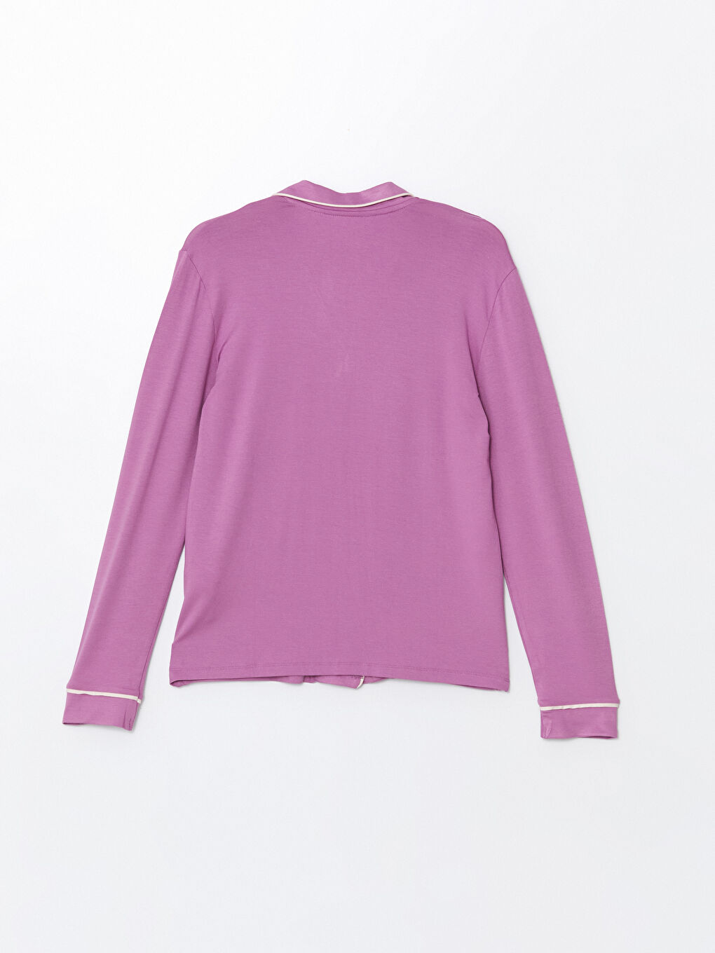 Mor Gömlek Yaka Nakışlı Kadın Pijama Üst-1