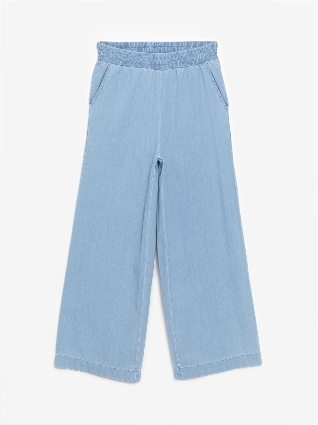 Jean à Taille Élastiquée et Jambe Large pour Femmes-4