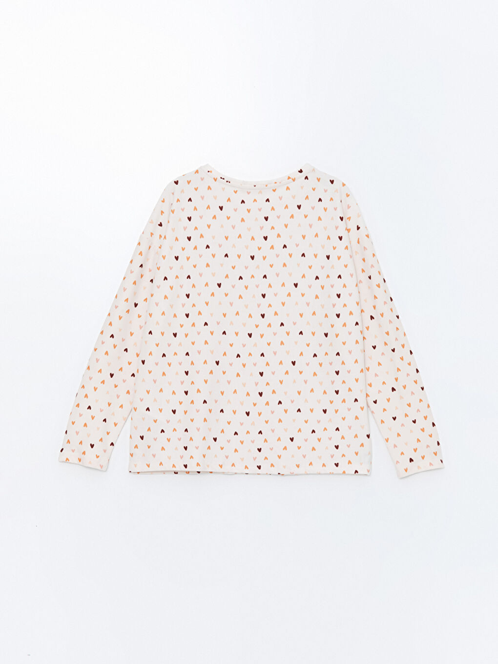 Pembe Bisiklet Yaka Desenli Kadın Pijama Üstü-1