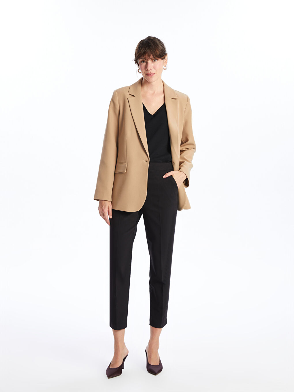 LCWAIKIKI Classic Slim Fit Women's Cigarette Trousers -W49915Z8-CVL