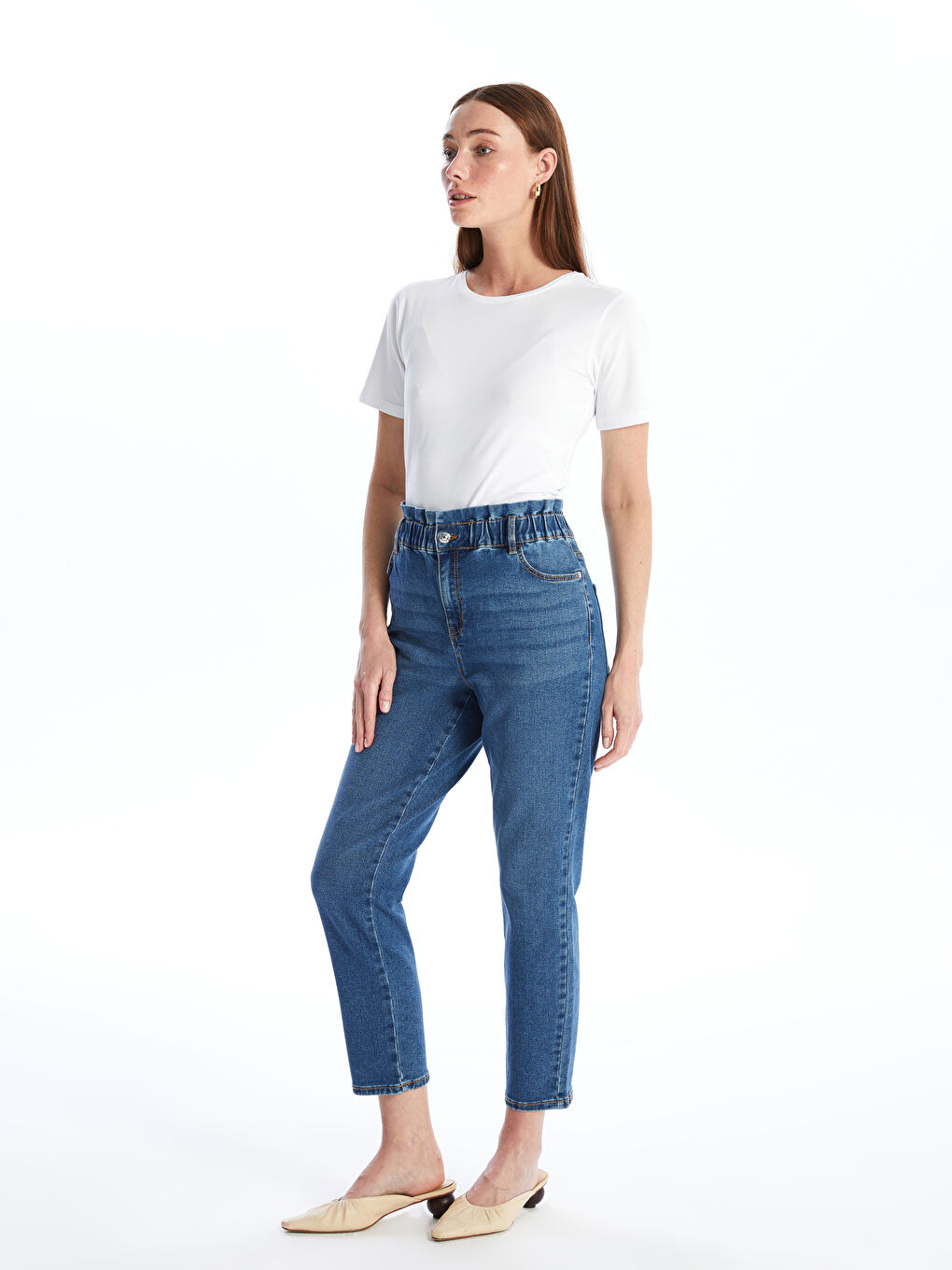 Elasticated Waist Slim Fit Women's Jeans -W49981Z8-H45