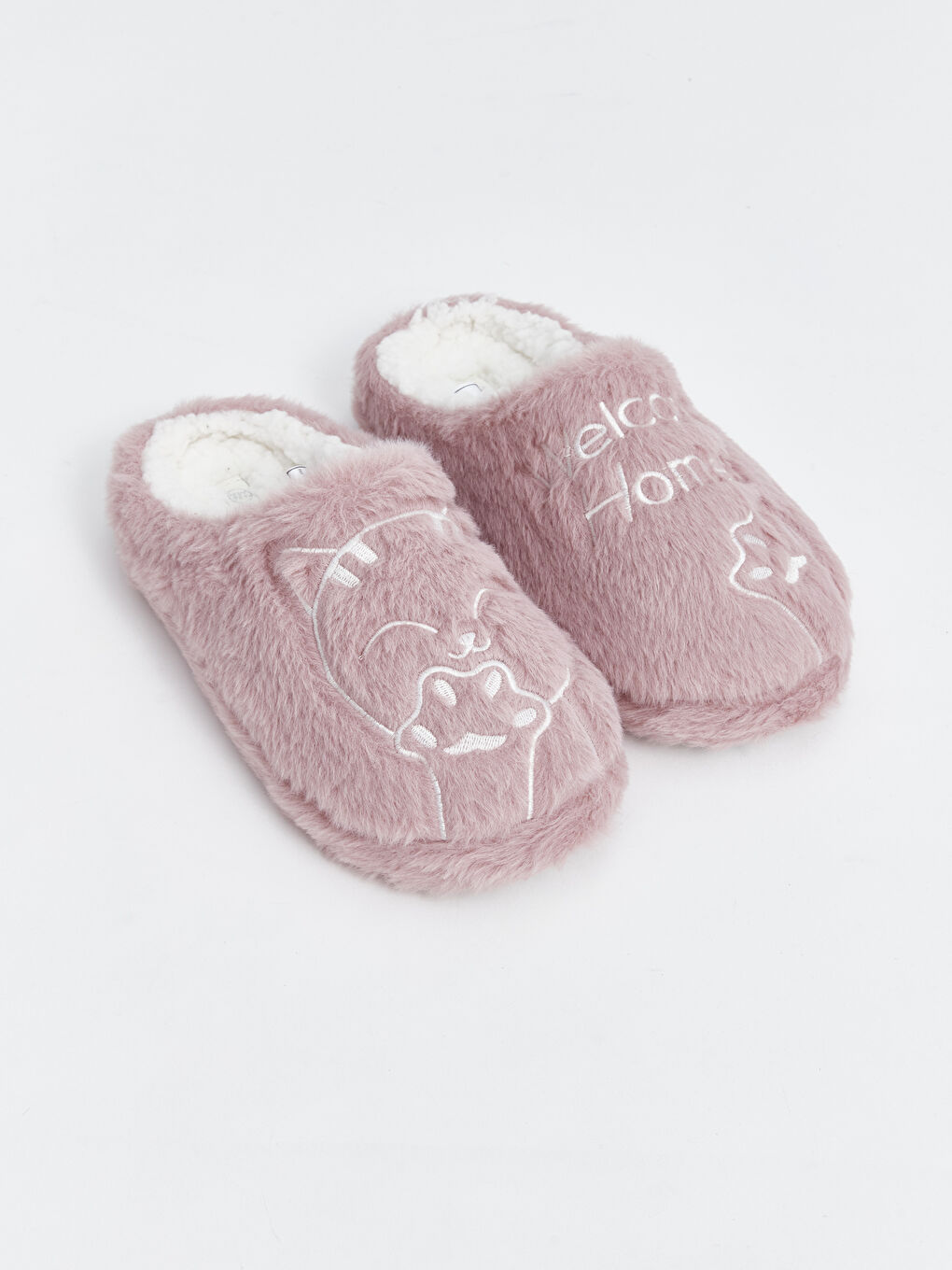 LCW STEPS Bestickte Katzen-Plüsch-Hausschuhe für Mädchen -W49989Z4-YDW