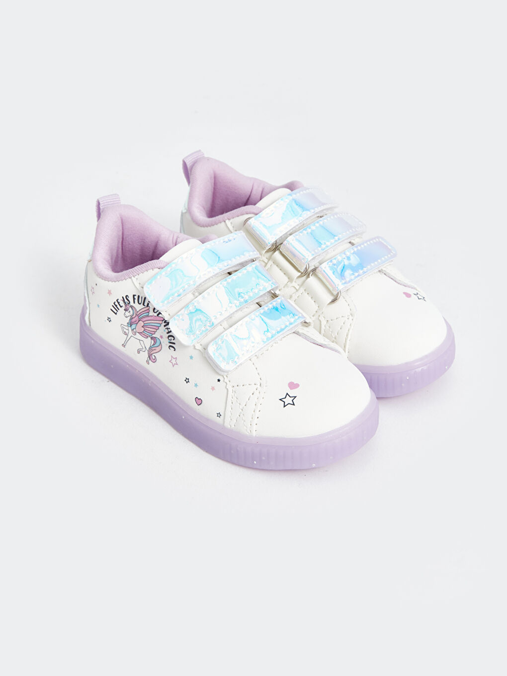 LCW STEPS Velcro Closure Printed Light-Up Sole Baby Girls' Sneakers -W49994Z1-J5E
