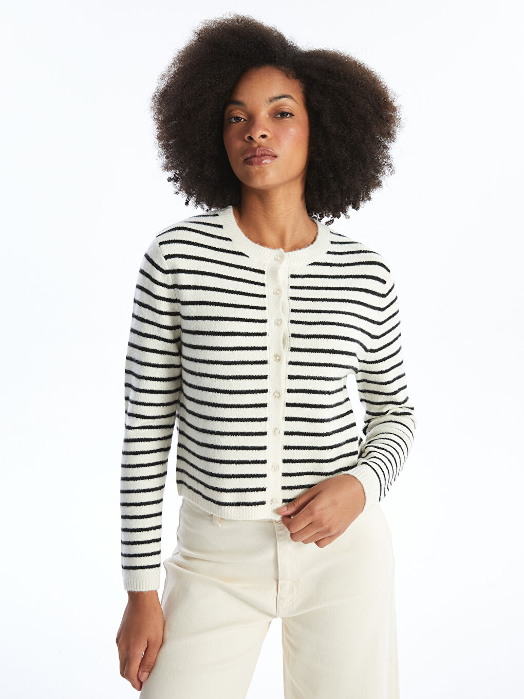 XSIDE Rundhalsausschnitt Gestreifte Strickjacke für Damen -W4AA94Z8-R9J