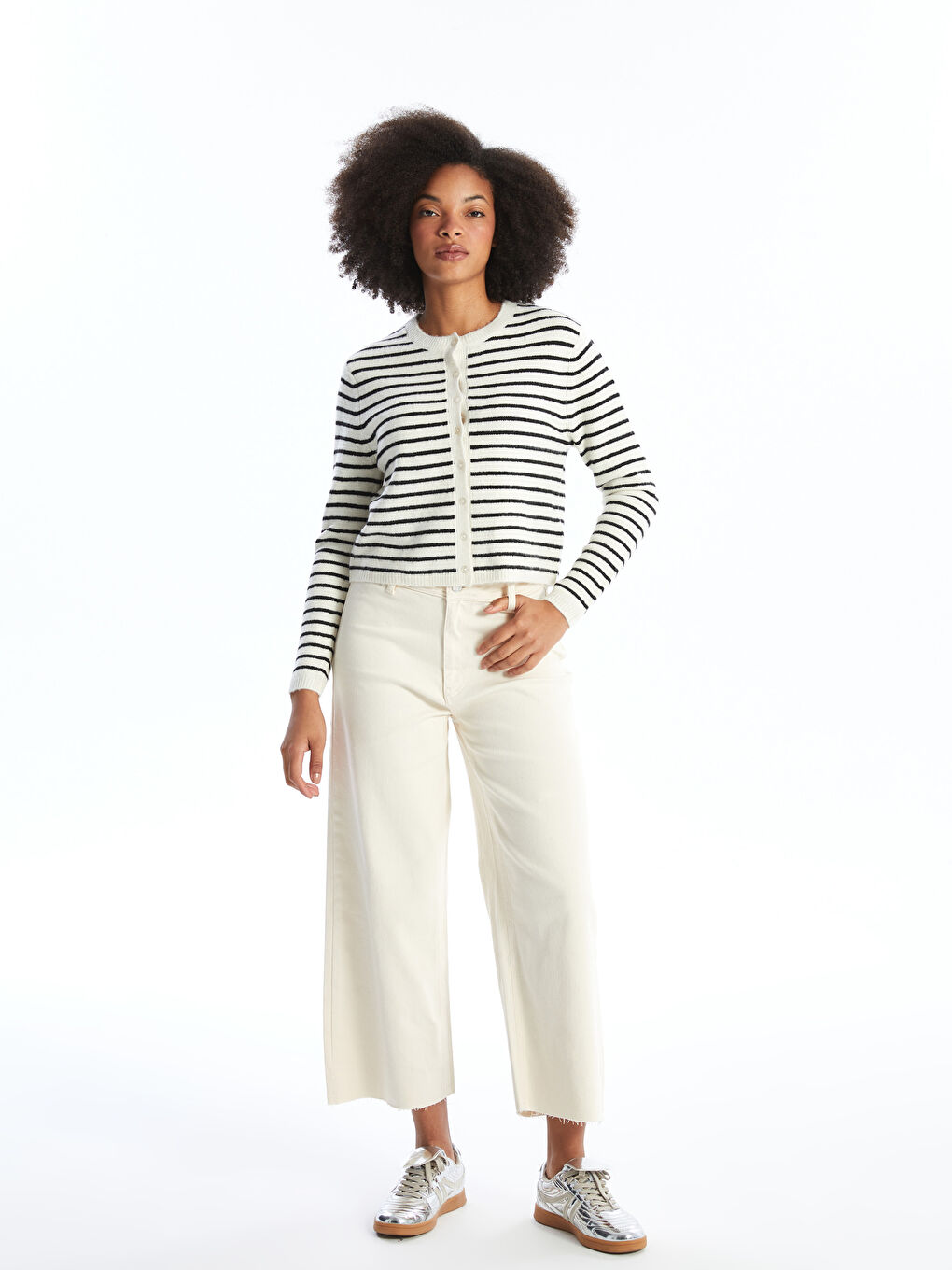 XSIDE Rundhalsausschnitt Gestreifte Strickjacke für Damen -W4AA94Z8-R9J