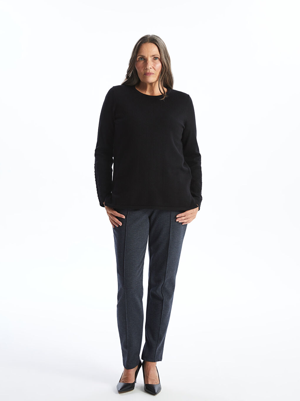 LCW Grace Crew Neck Women's Knitwear Sweater -W4AB16Z8-CVL