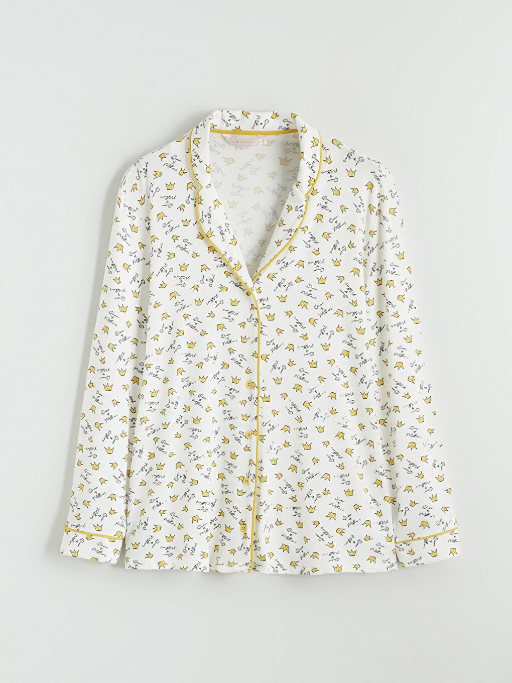 Ekru Gömlek Yaka Baskılı Hamile Pijama Üstü-4