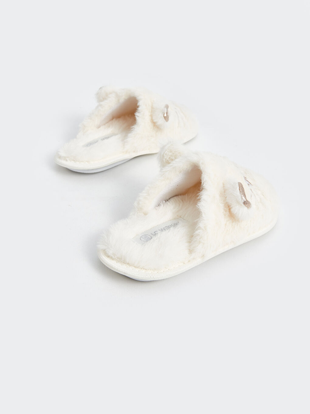 3D Applique Detailed Plush Girls' Home Slippers-4