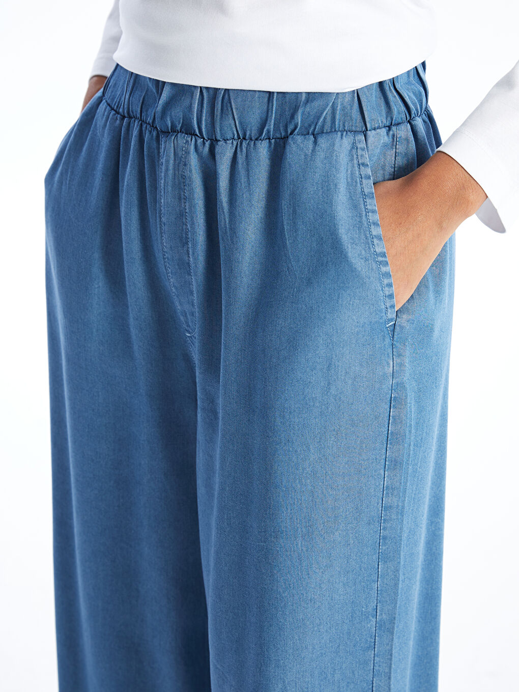LCW Modest Elastic Waist Wide Leg Women's Jeans -W4AC60Z8-H45