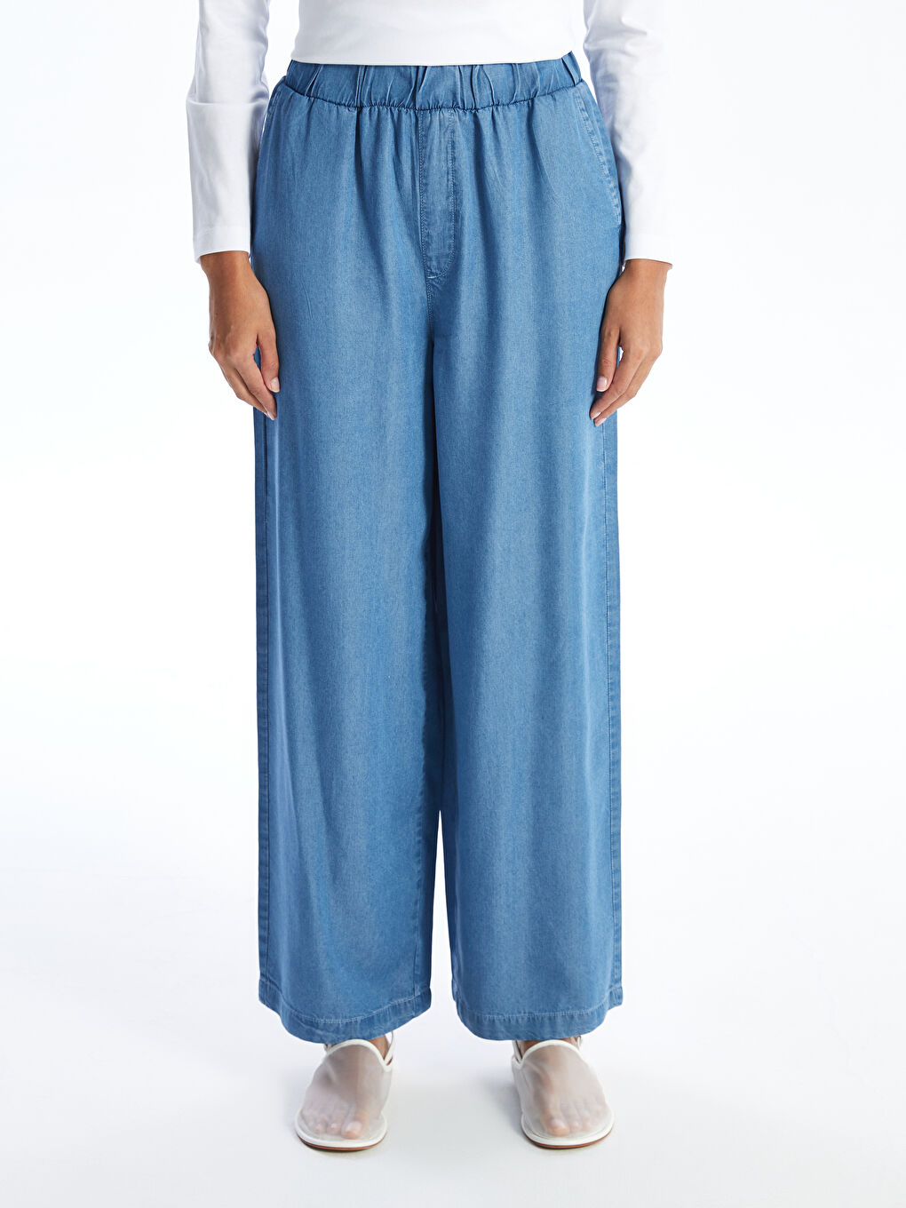 LCW Modest Elastic Waist Wide Leg Women's Jeans -W4AC60Z8-H45
