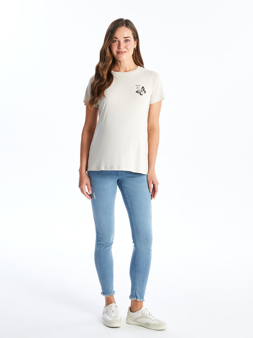 LCWAIKIKI Maternity Tummy Paneled Mercury Skinny Fit Maternity Jeans -W4AC66Z8-507