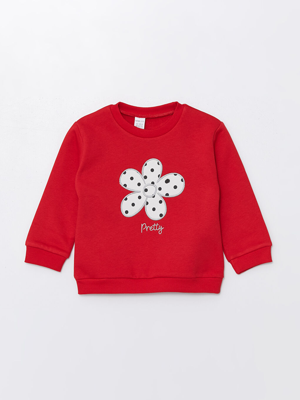 Kırmızı Bisiklet Yaka Çiçekli Kız Bebek Sweatshirt