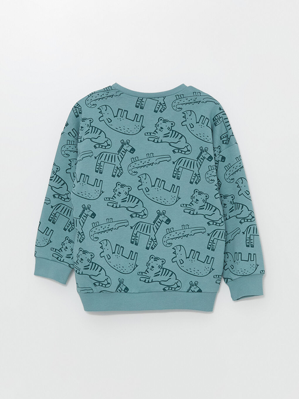 LCW Kids Mat Yeşil Baskılı Bisiklet Yaka Uzun Kollu Baskılı Erkek Bebek Sweatshirt - 1