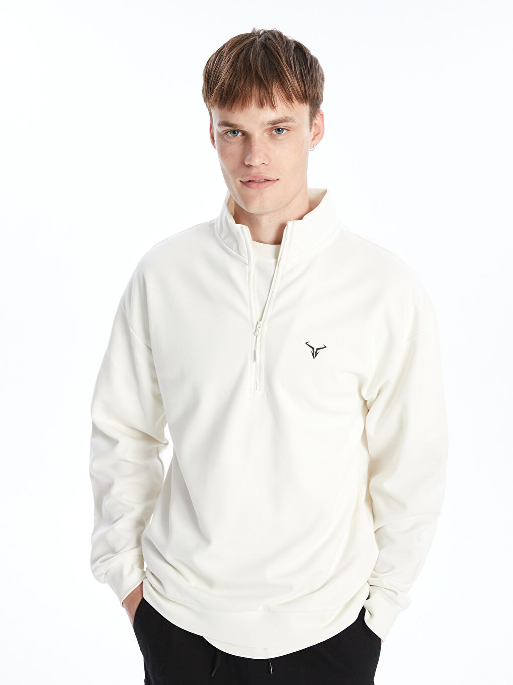 XSIDE ACTIVE Ekru Dik Yaka Uzun Kollu Erkek Sweatshirt