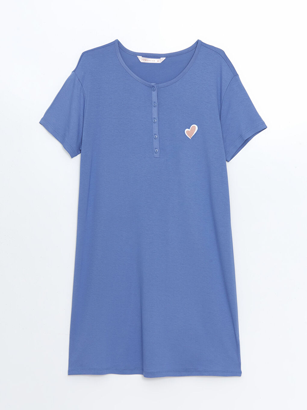 Lacivert Bisiklet Yaka Nakışlı Kadın Gecelik-4