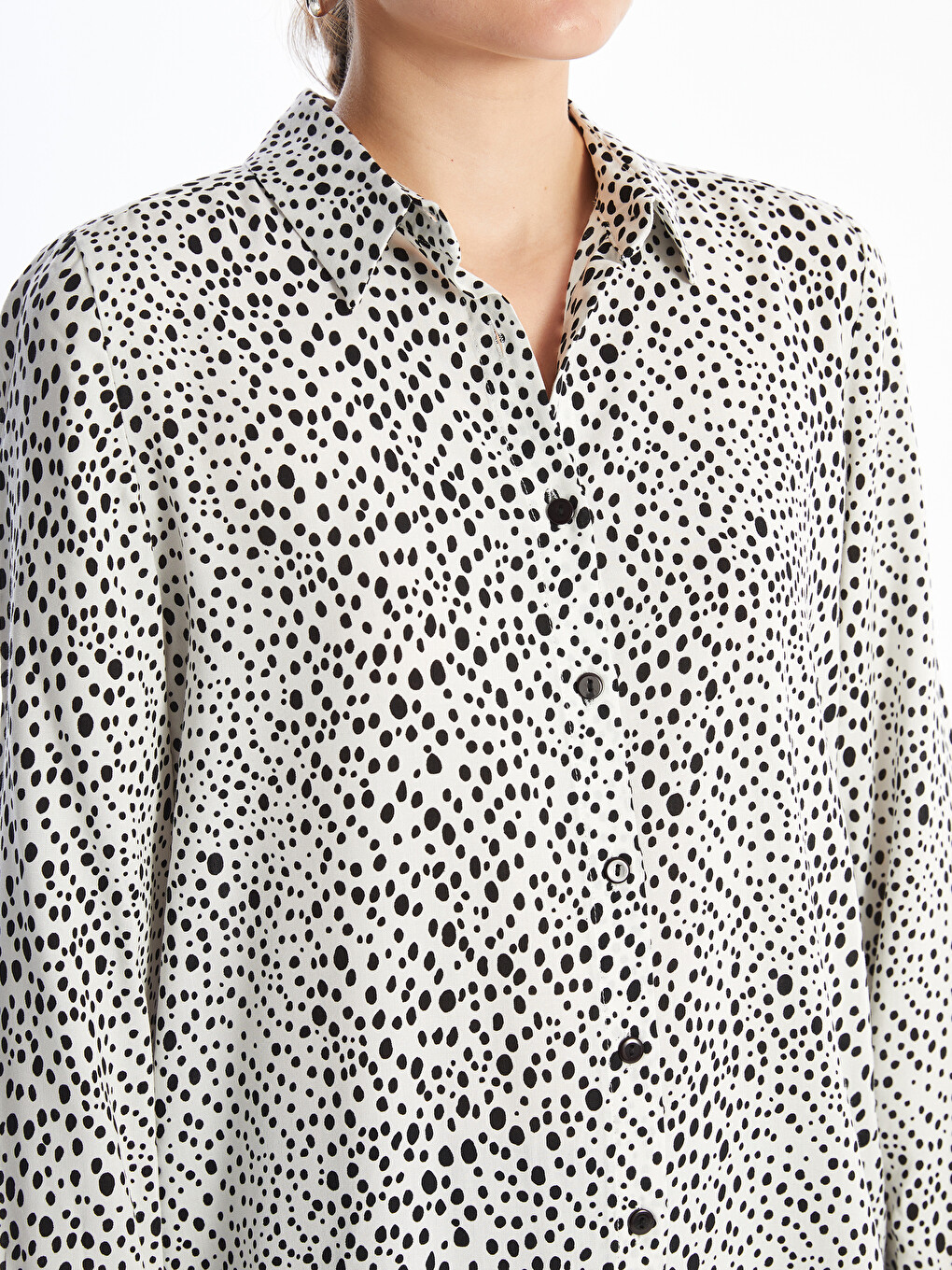 Collared Neck Patterned Women's Shirt-2