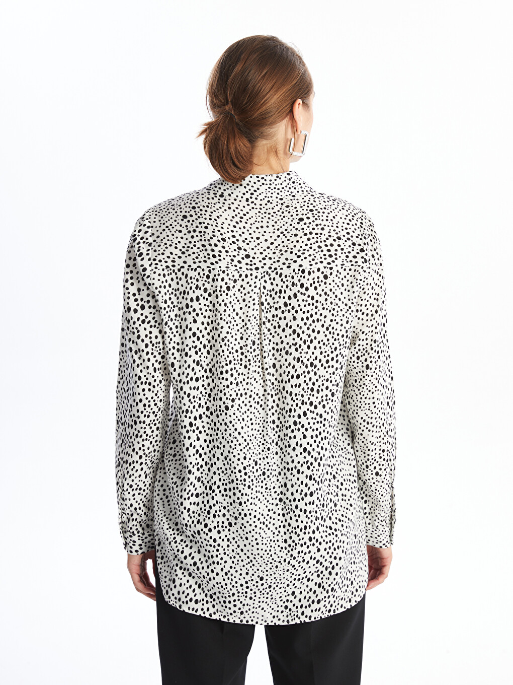Collared Neck Patterned Women's Shirt-3