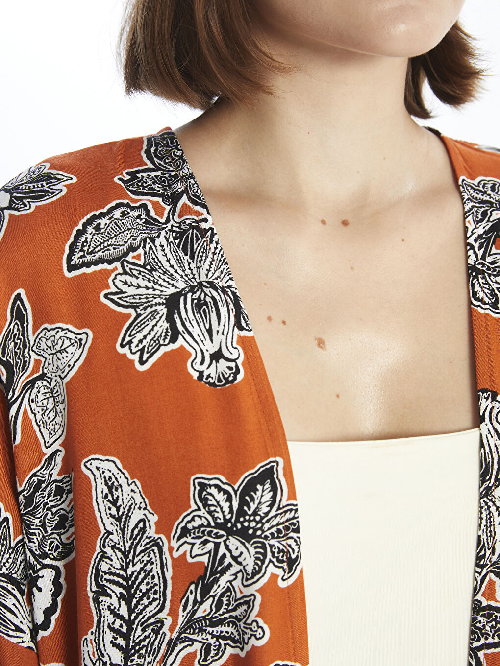 Kimono Oversize à Motifs pour Femmes avec Col Châle-2