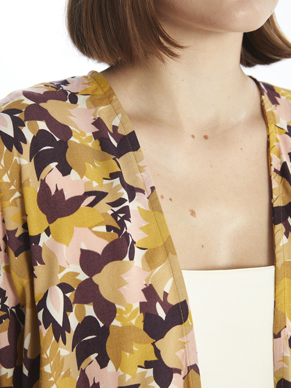 Kimono Oversize à Motifs pour Femmes avec Col Châle-2