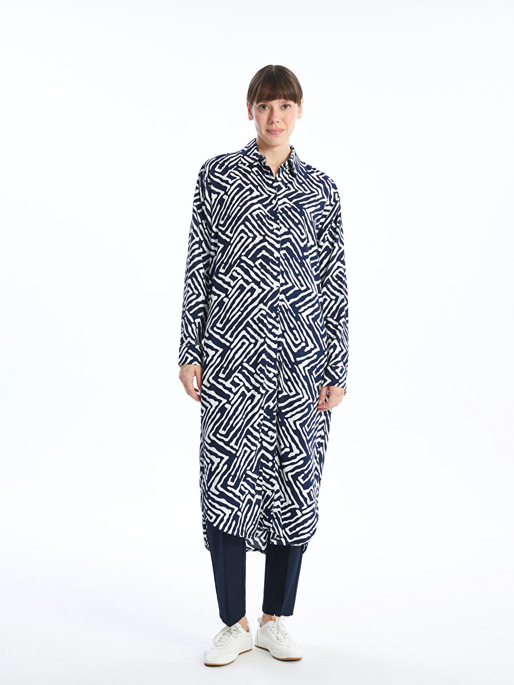 Patterned Oversize Women's Shirt Tunic