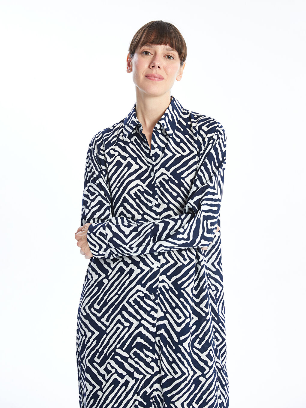 Patterned Oversize Women's Shirt Tunic-1